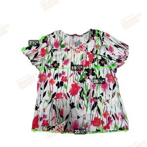 Beyond Scrubs 2X Floral Short Sleeve Top